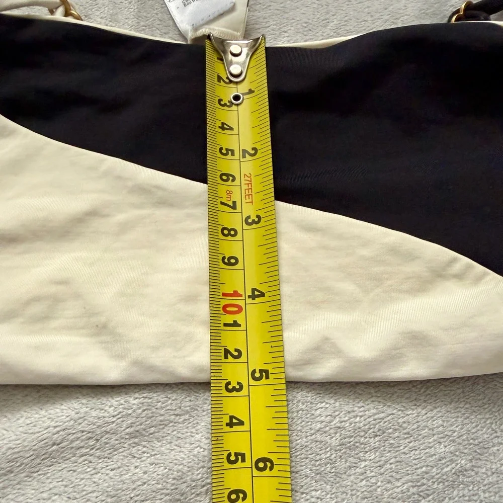 L*Space‎ Bikini Top Womens Medium Black Cream Colorblock Bandeau